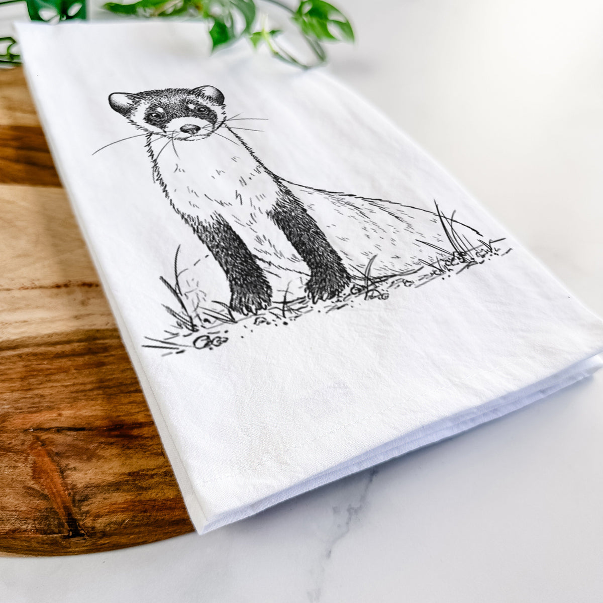Black-footed Ferret - Mustela nigripes Tea Towel