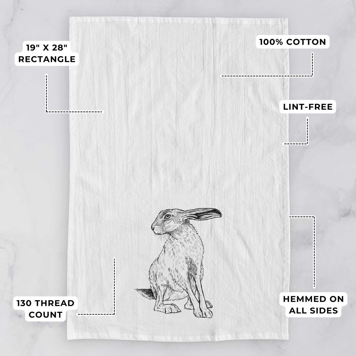 Black-tailed Jackrabbit - Lepus californicus Tea Towel