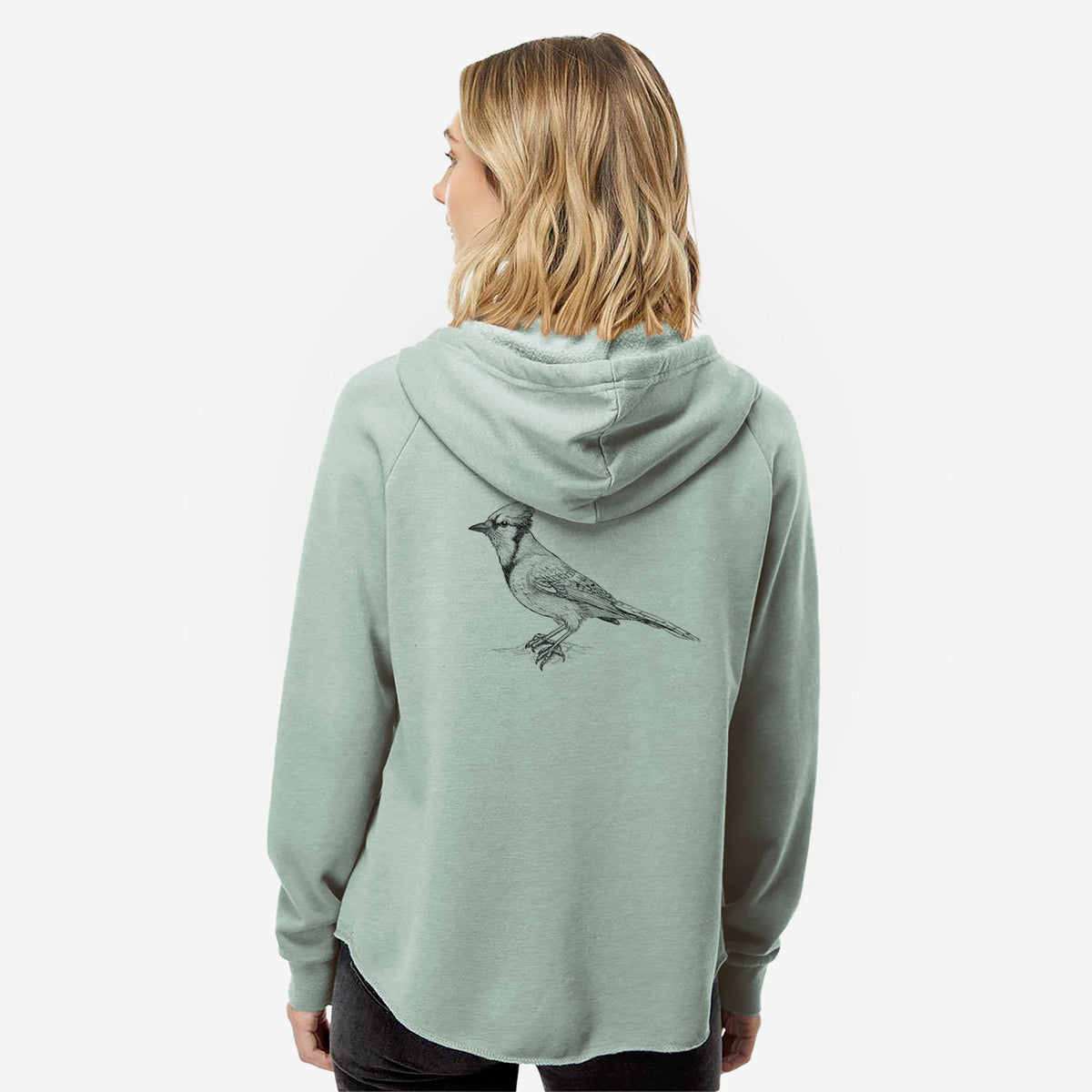Blue Jay - Cyanocitta cristata - Women's Cali Wave Zip-Up Sweatshirt