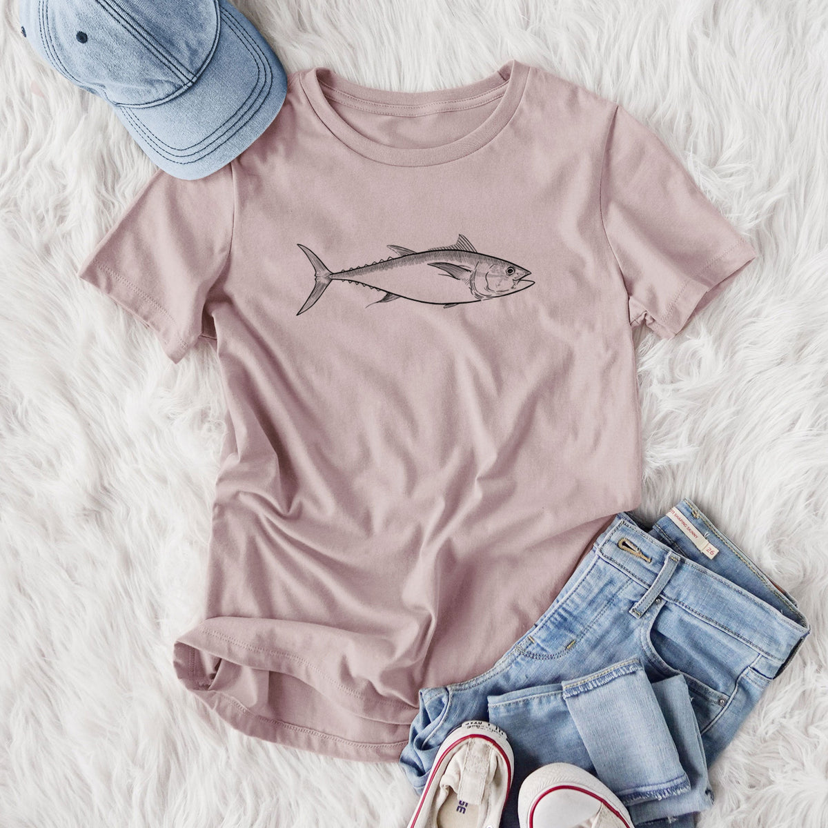 Atlantic Bluefin Tuna - Thunnus thynnus - Women's Lightweight Relaxed Fit 100% Cotton Crewneck