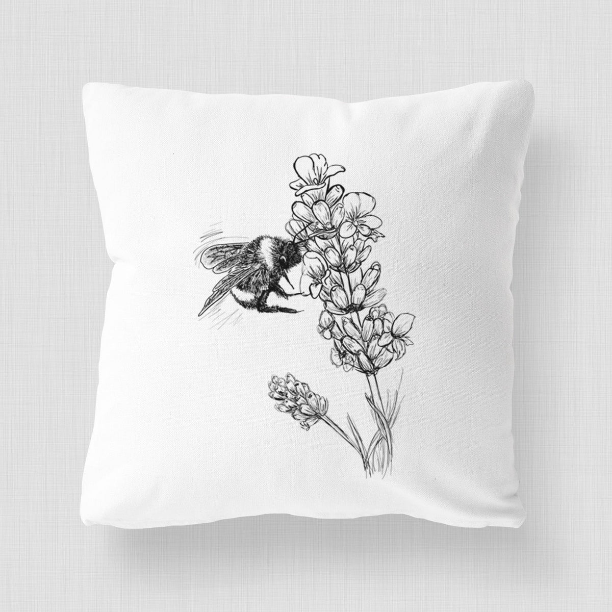 Bumblebee on English Lavender - Bombus Pensylvanicus - Throw Pillow Cover