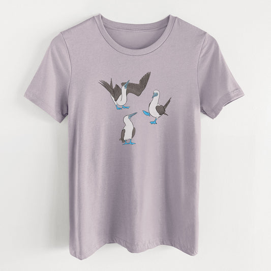 Blue-footed Booby Trio - Sula nebouxii - Women's Lightweight Relaxed Fit 100% Cotton Crewneck
