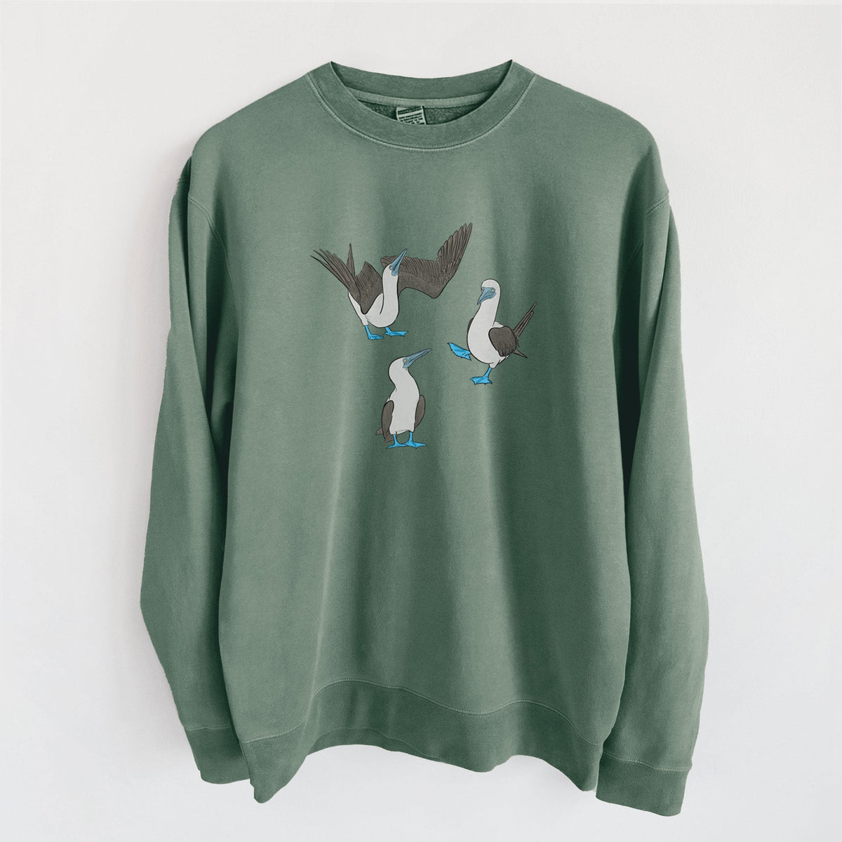 Blue-footed Booby Trio - Sula nebouxii - Unisex Pigment Dyed Crew Sweatshirt