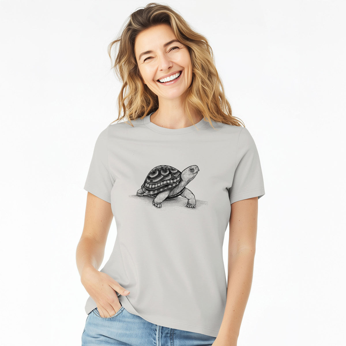 Common Box Turtle - Terrapene carolina - Women's Lightweight Relaxed Fit 100% Cotton Crewneck