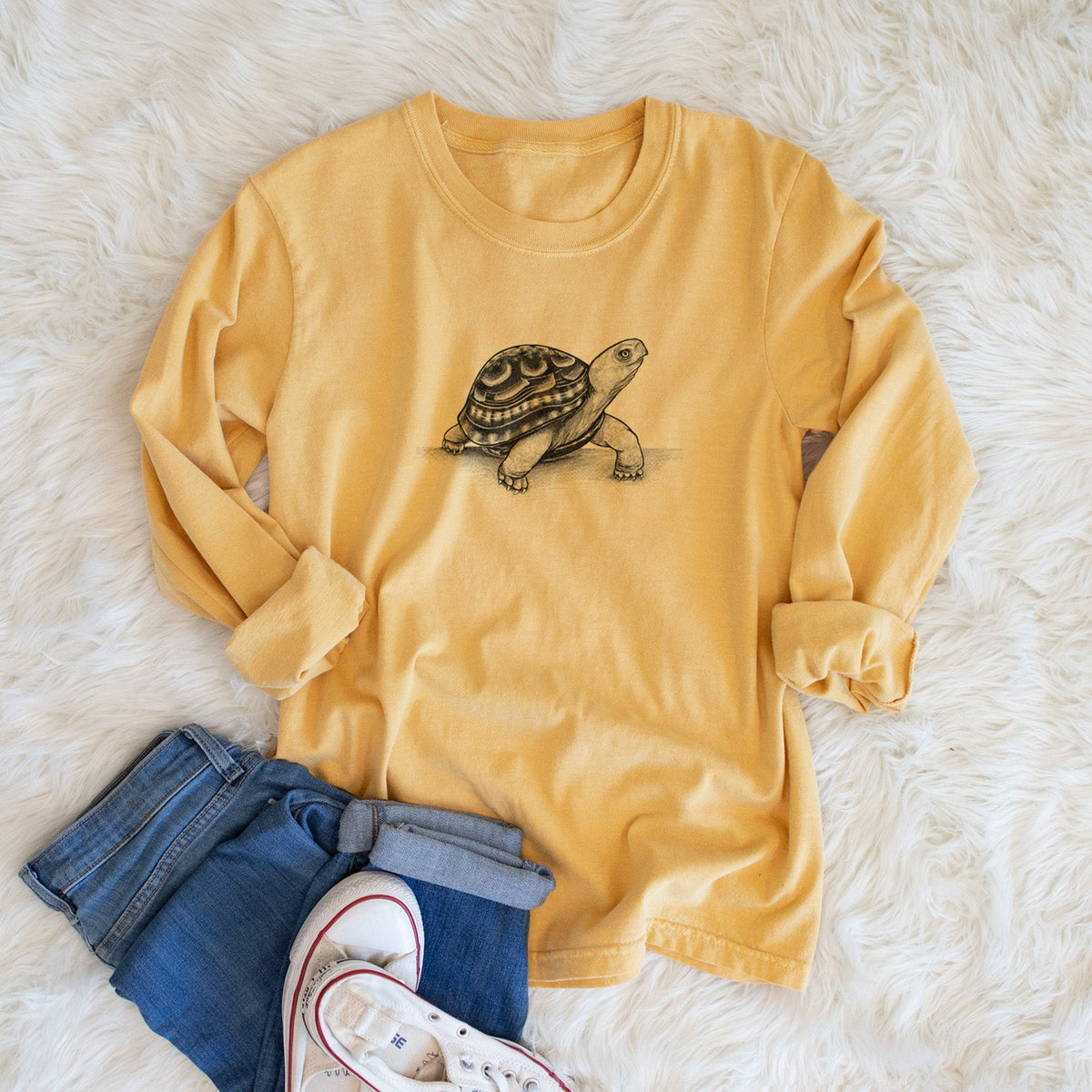 Common Box Turtle - Terrapene carolina - Unisex Comfort Colors 100% Cotton Long Sleeve