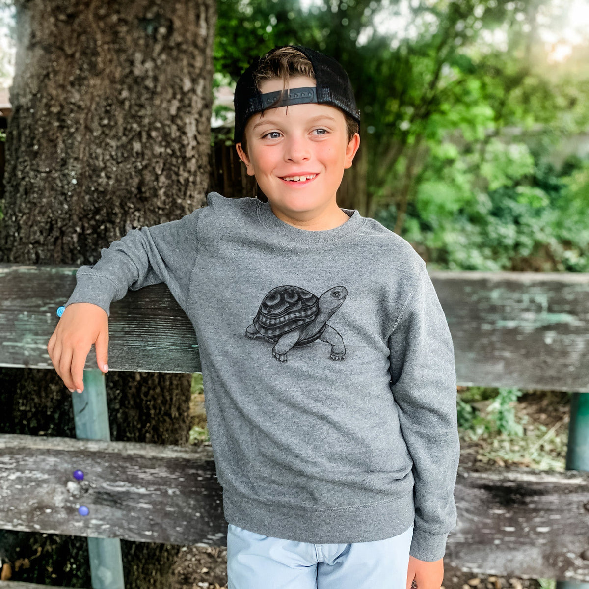 Common Box Turtle - Terrapene carolina - Youth Lightweight Crewneck Sweatshirt