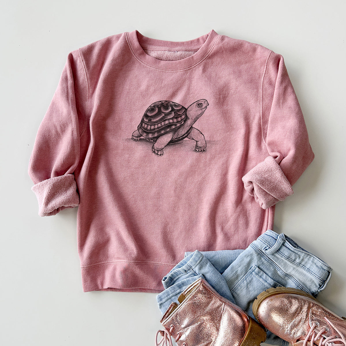 Common Box Turtle - Terrapene carolina - Youth Lightweight Crewneck Sweatshirt