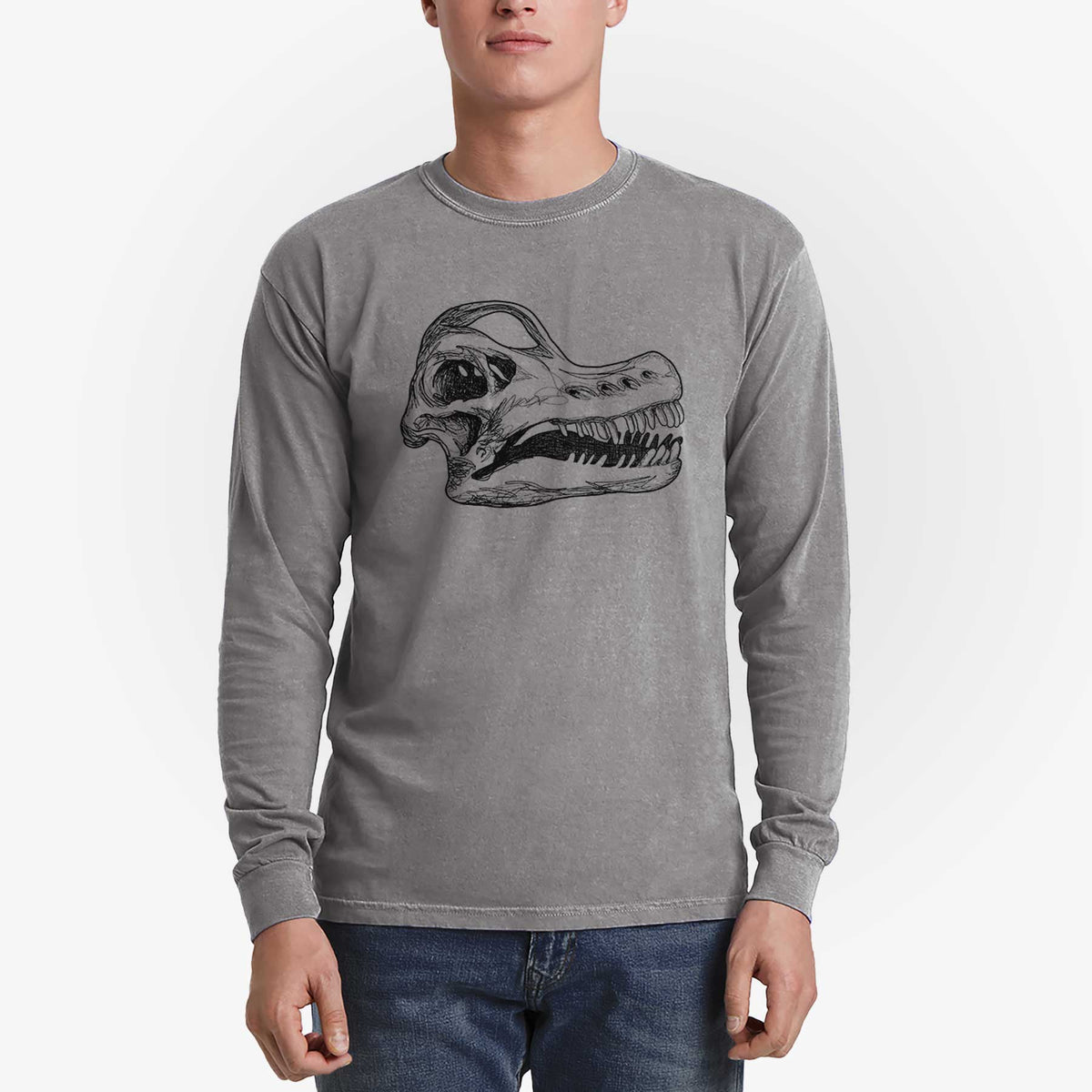 Brachiosaurus Skull - Men's Heavyweight 100% Cotton Long Sleeve
