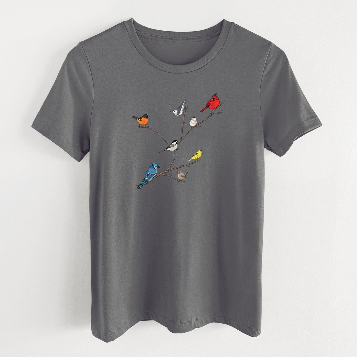 Backyard Birds Gathering - Women's Lightweight Relaxed Fit 100% Cotton Crewneck