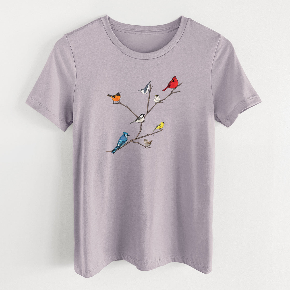 Backyard Birds Gathering - Women's Lightweight Relaxed Fit 100% Cotton Crewneck