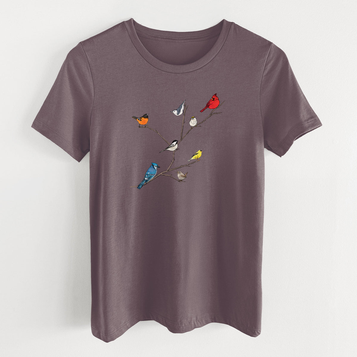 Backyard Birds Gathering - Women's Lightweight Relaxed Fit 100% Cotton Crewneck