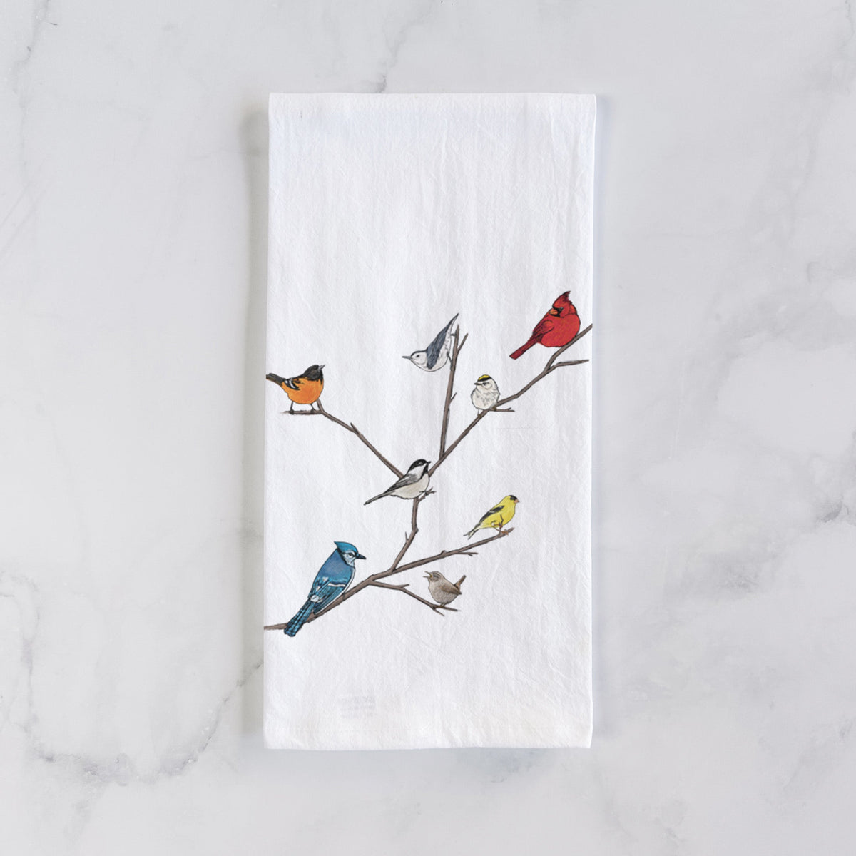 Backyard Birds Gathering Tea Towel