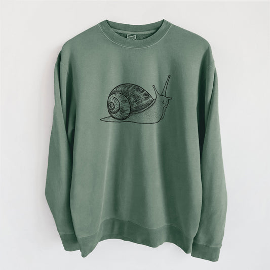 Brown Garden Snail - Cornu aspersum - Unisex Pigment Dyed Crew Sweatshirt