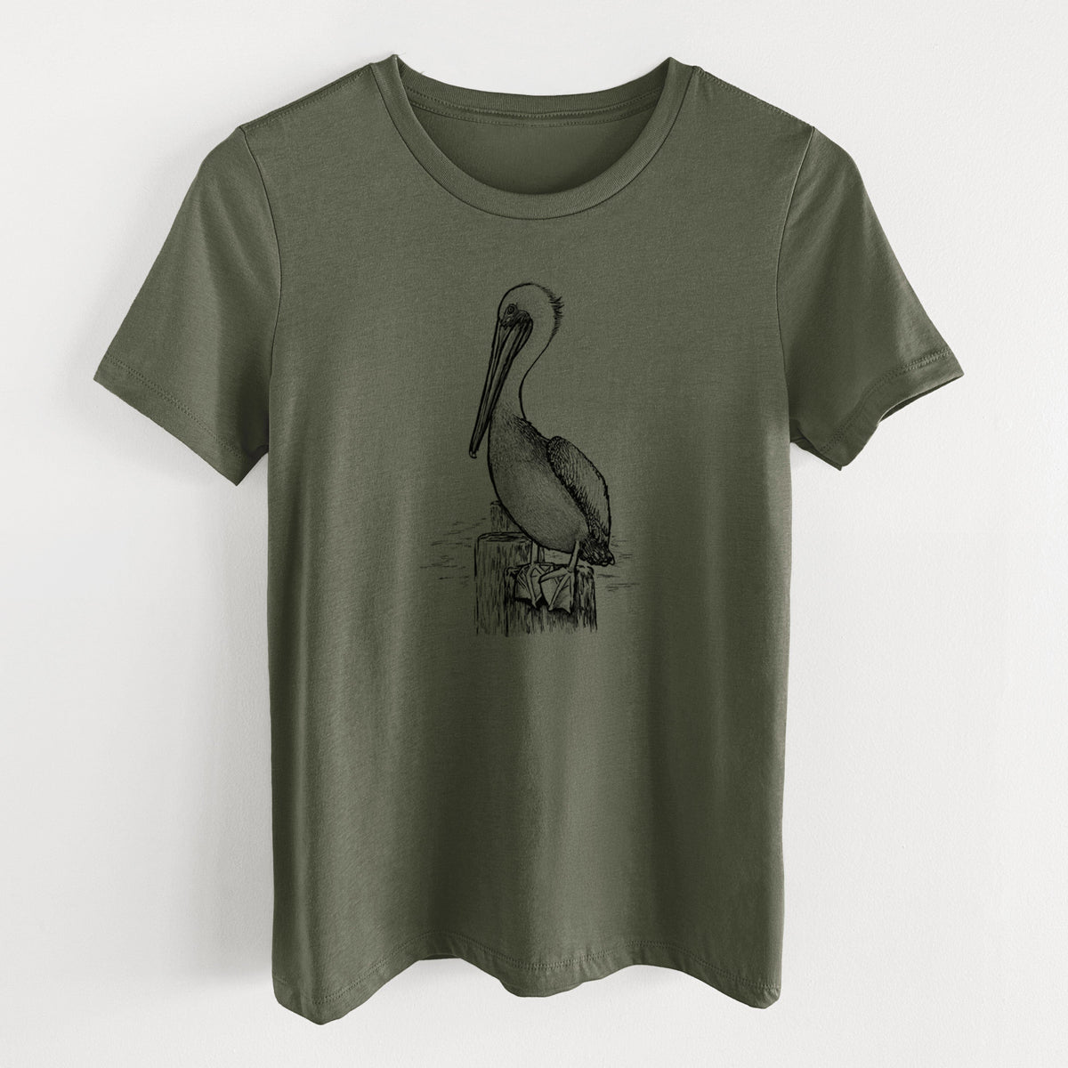 Pelecanus occidentalis - Brown Pelican - Women's Lightweight Relaxed Fit 100% Cotton Crewneck