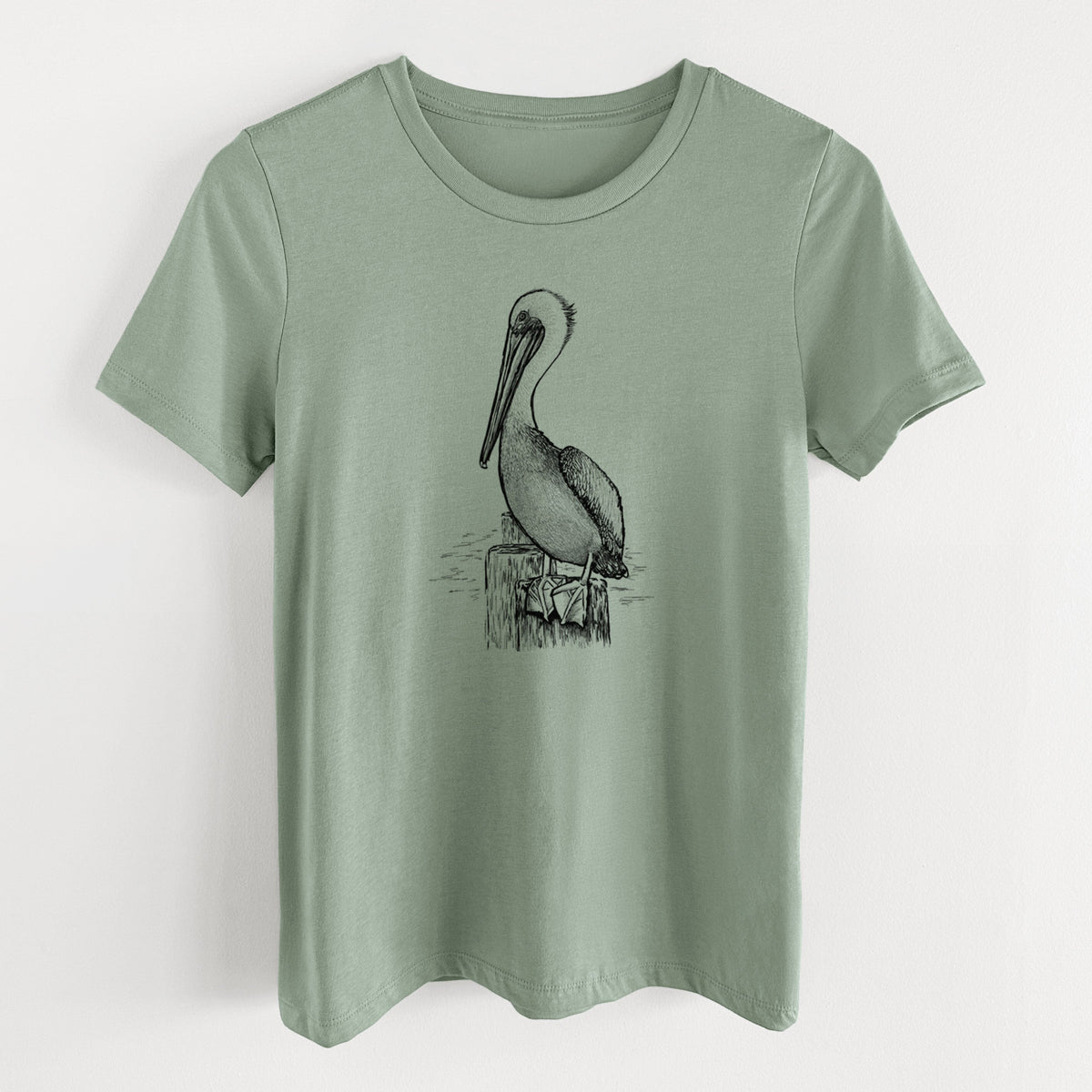 Pelecanus occidentalis - Brown Pelican - Women's Lightweight Relaxed Fit 100% Cotton Crewneck