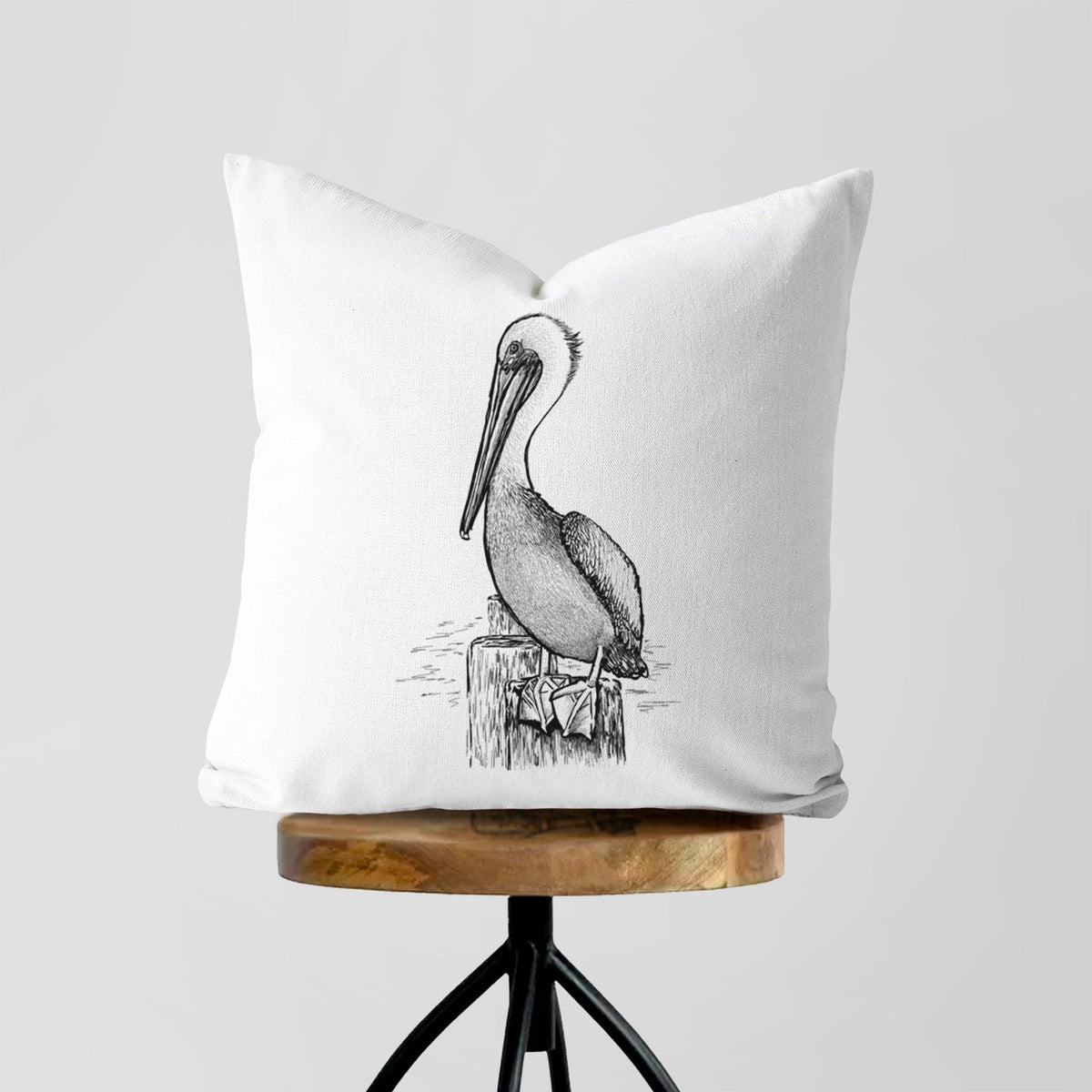 Pelecanus occidentalis - Brown Pelican - Throw Pillow Cover