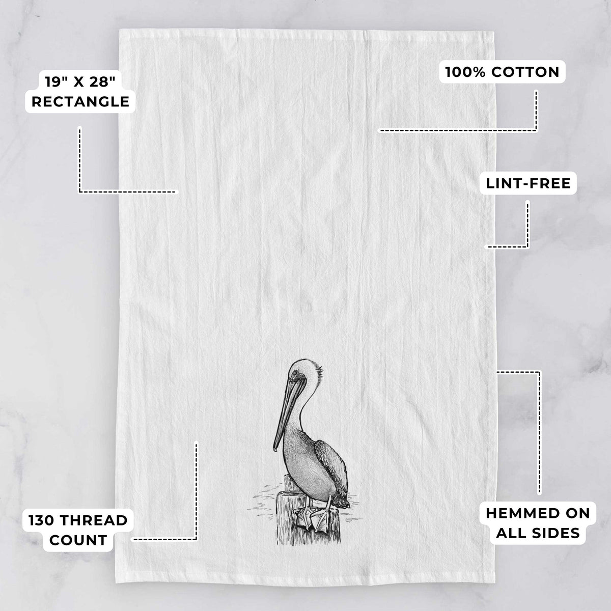Pelecanus occidentalis - Brown Pelican Tea Towel