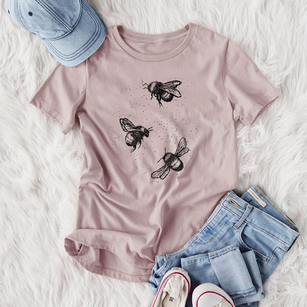 American Bumblebee Trio - Bombus Pensylvanicus - Women's Lightweight Relaxed Fit 100% Cotton Crewneck