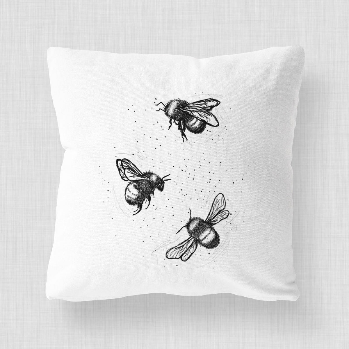 American Bumblebee Trio - Bombus Pensylvanicus - Throw Pillow Cover