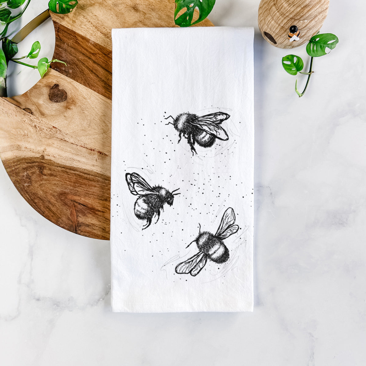 American Bumblebee Trio - Bombus Pensylvanicus Tea Towel