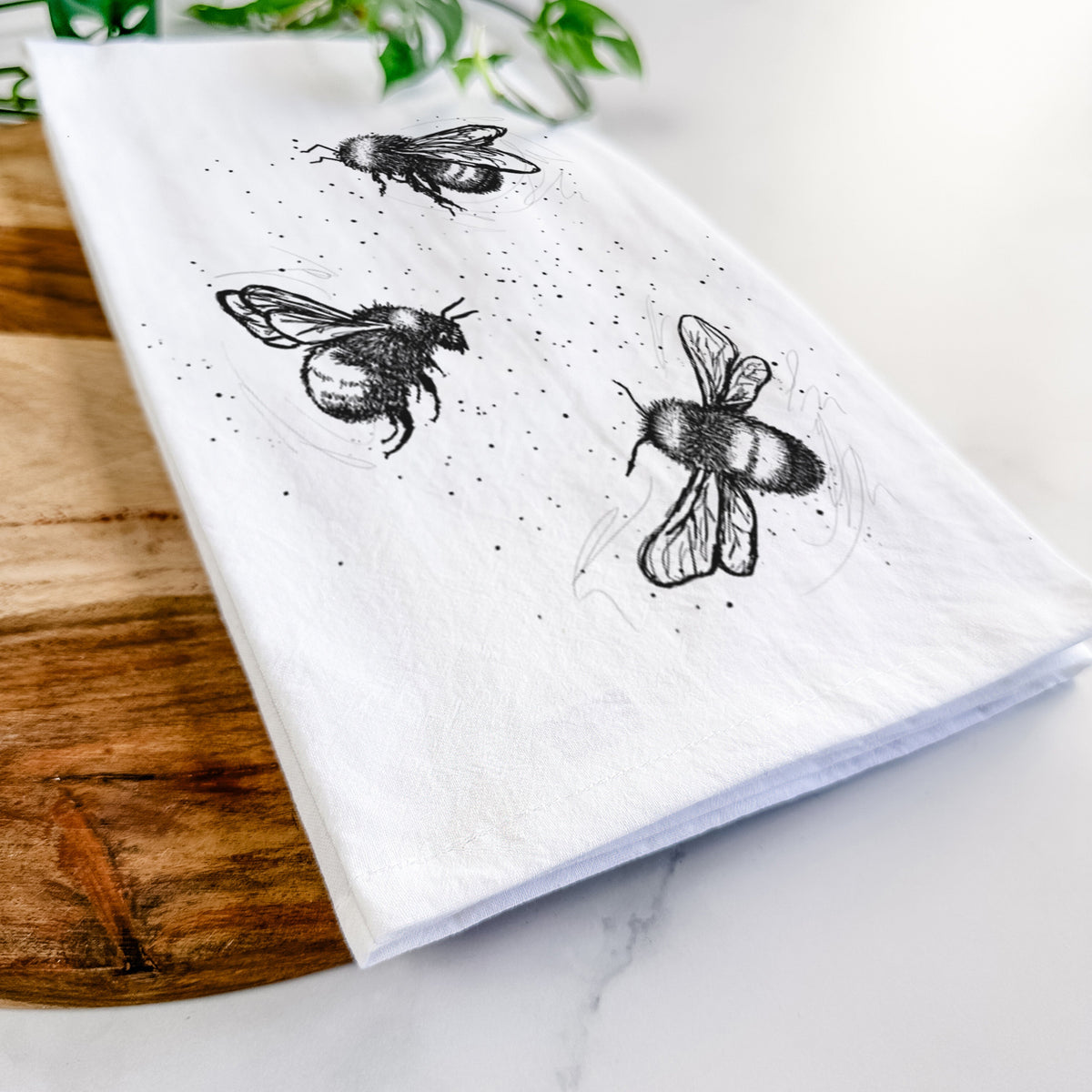 American Bumblebee Trio - Bombus Pensylvanicus Tea Towel