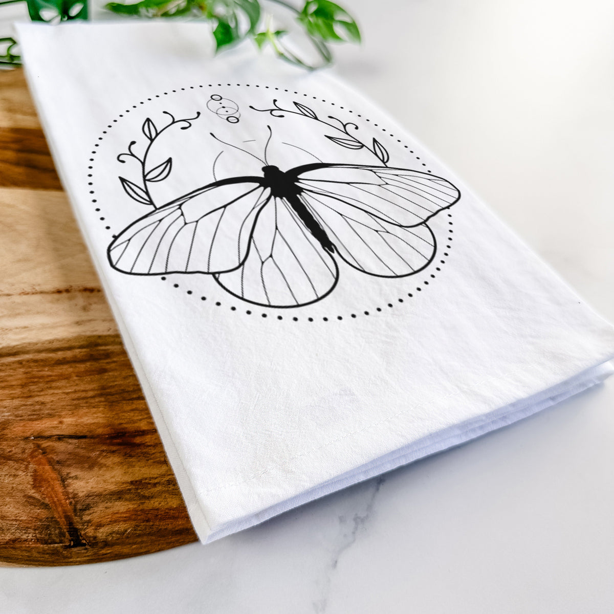 Aporia crataegi - Black Veined White Butterfly Tea Towel
