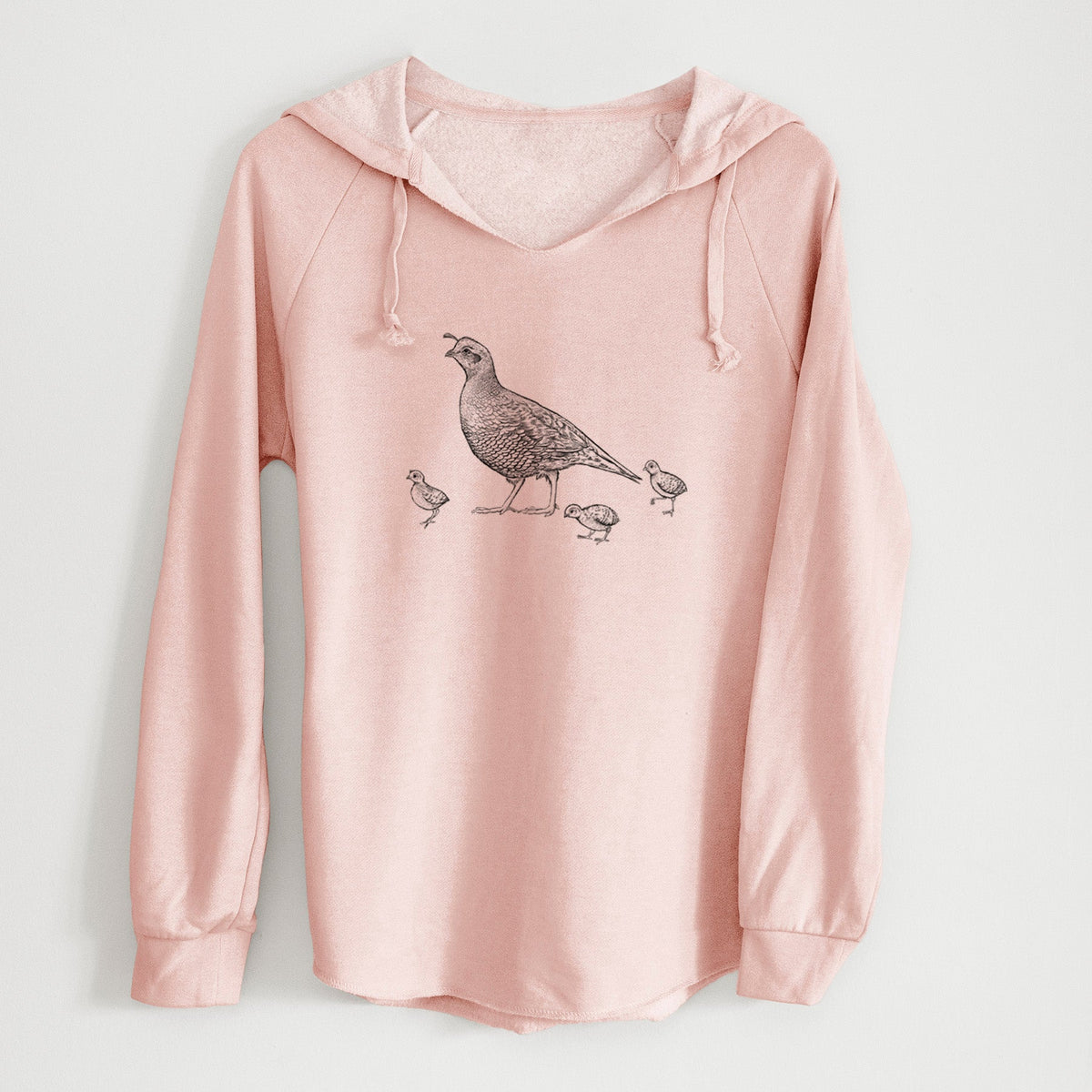 California Quail with Babies - Callipepla californica - Cali Wave Hooded Sweatshirt