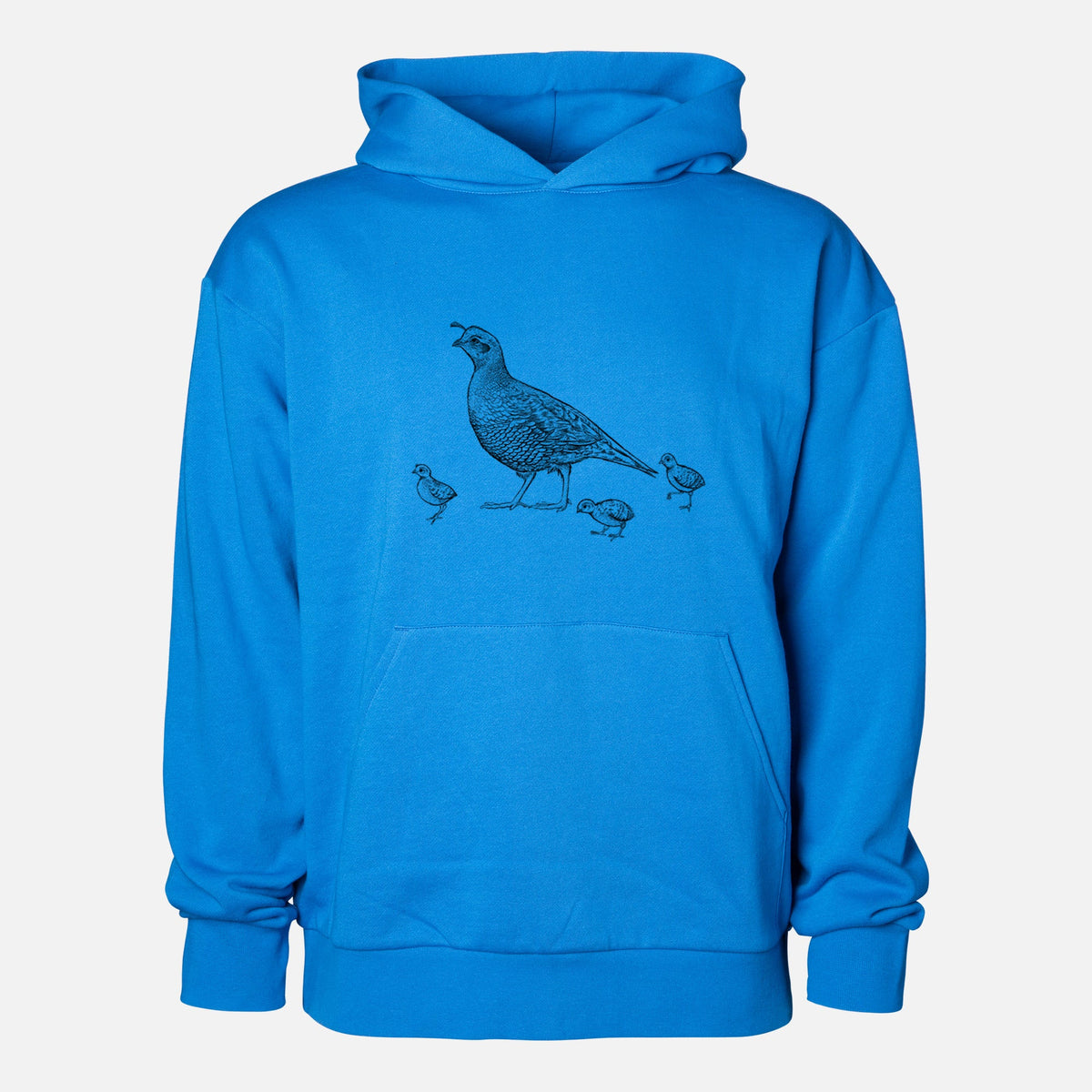 California Quail with Babies - Callipepla californica  - Statement Midweight Hoodie