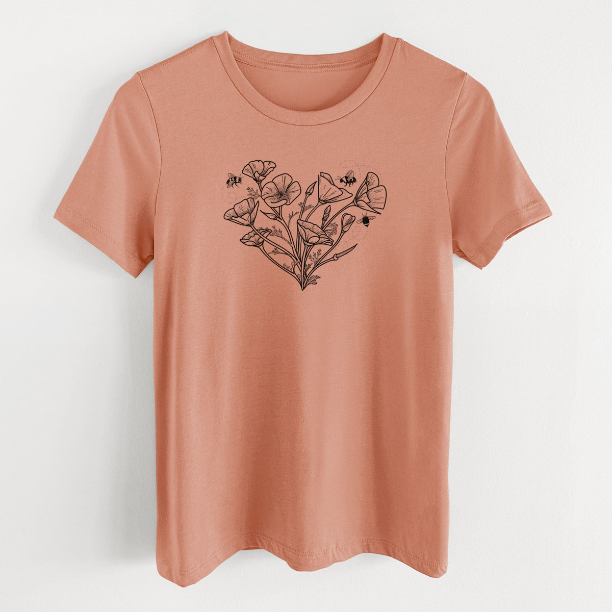 California Poppy Heart - Women's Lightweight Relaxed Fit 100% Cotton Crewneck