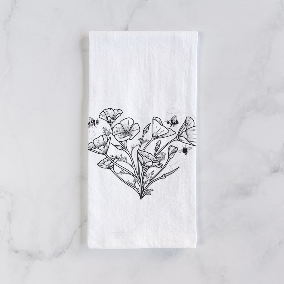 California Poppy Heart Tea Towel