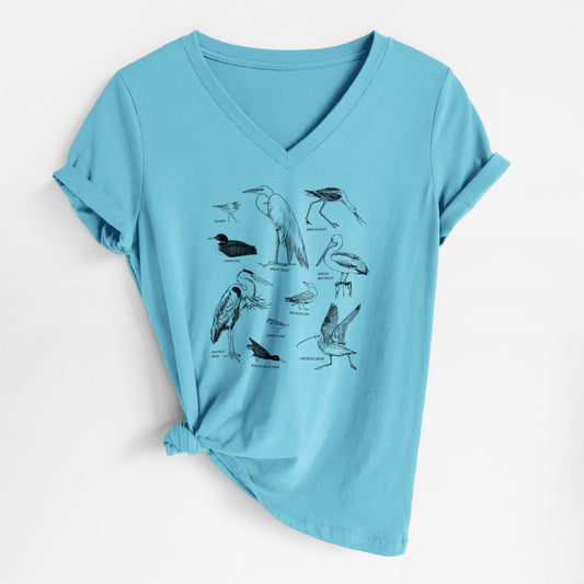 California Shorebirds - Women's Lightweight Relaxed Fit 100% Cotton V-neck