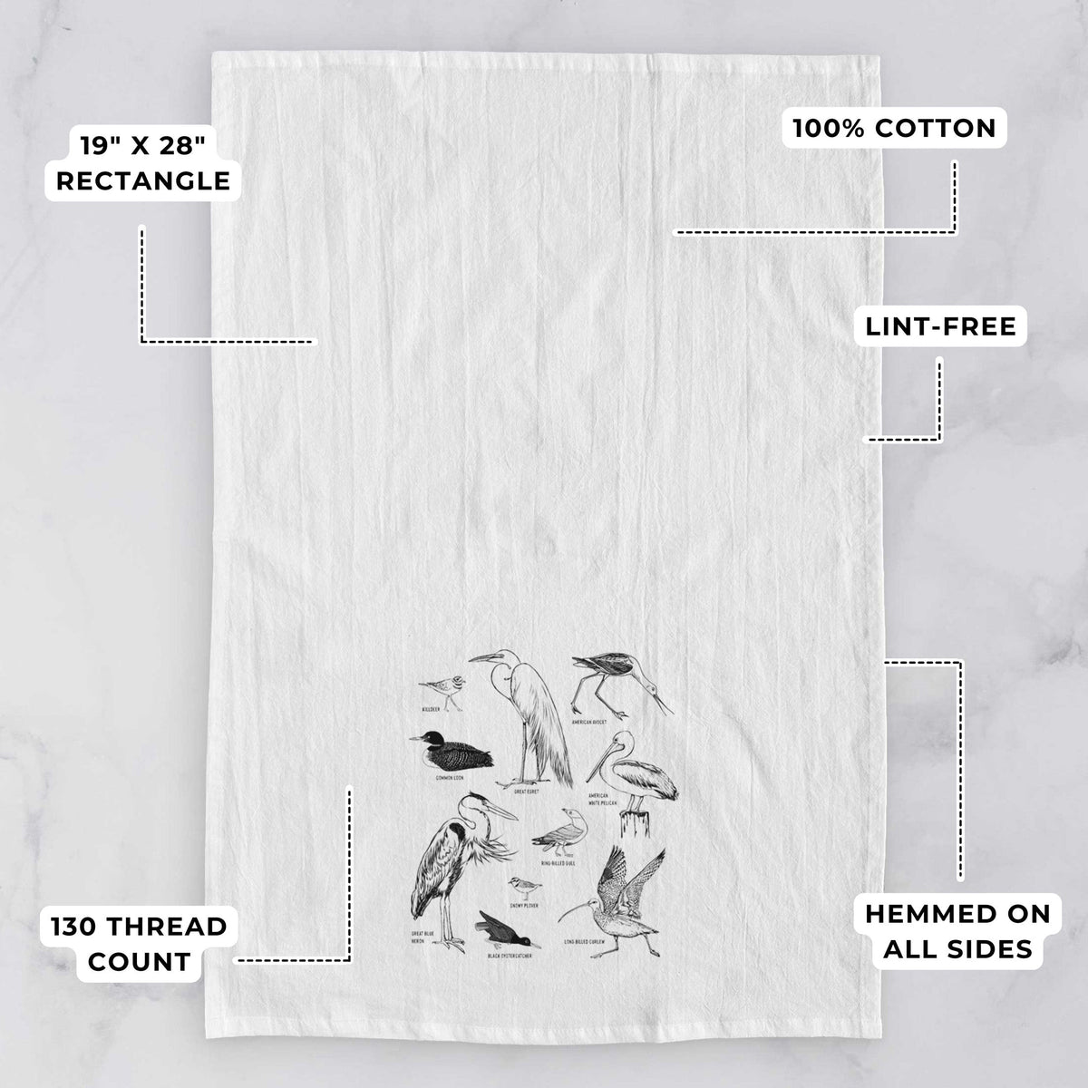 California Shorebirds Tea Towel