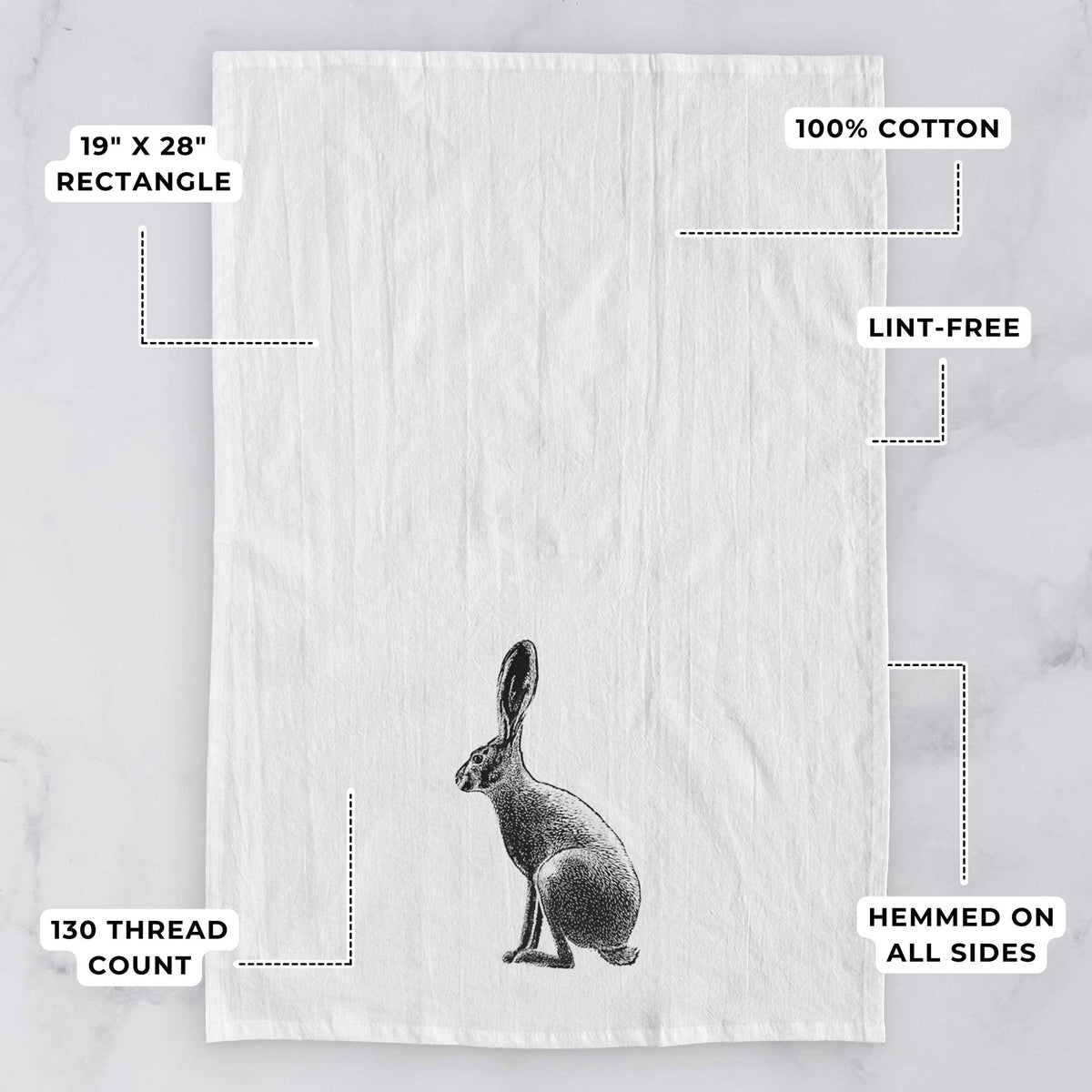 Wild California Hare - Black-tailed Jackrabbit Tea Towel