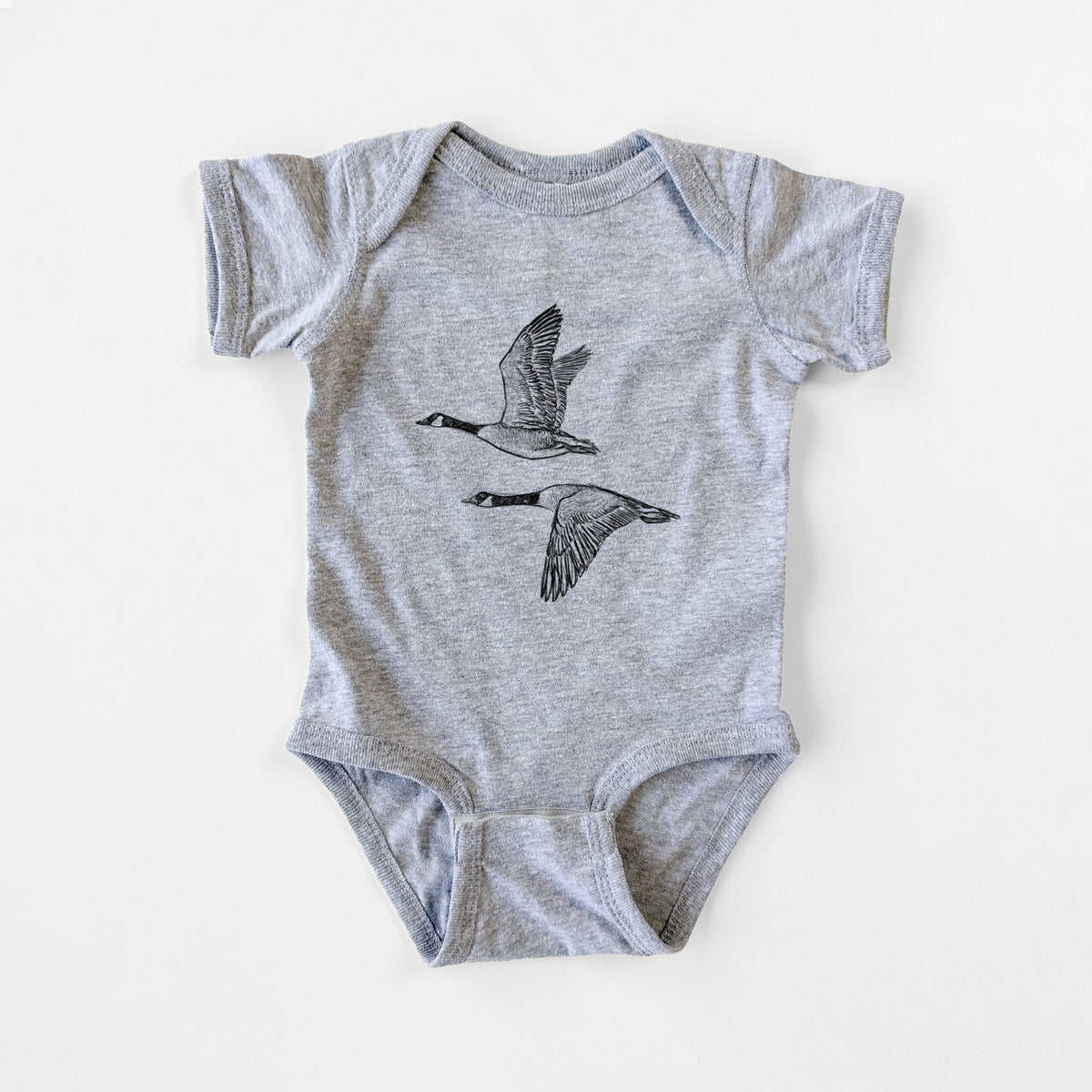 Canada Geese in Flight - Branta canadensis - Baby Fine Jersey Bodysuit