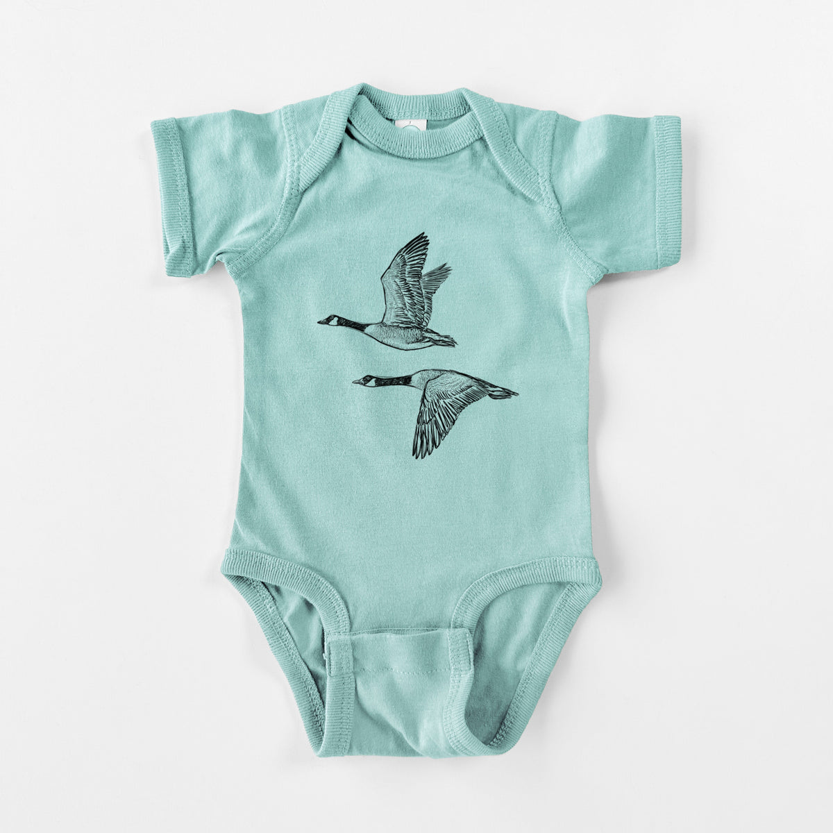 Canada Geese in Flight - Branta canadensis - Baby Fine Jersey Bodysuit
