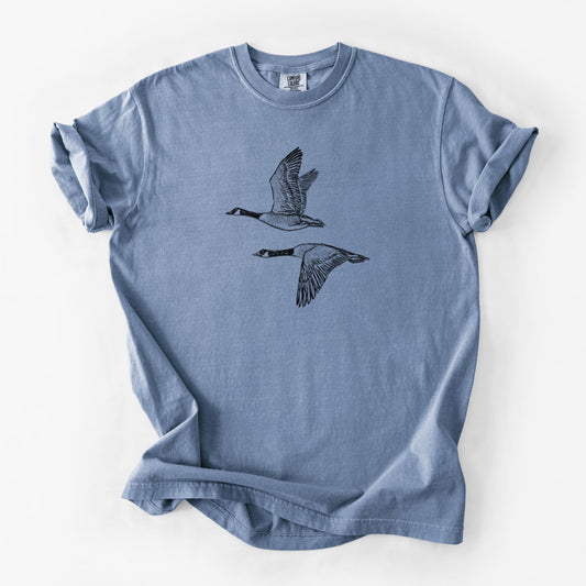 Canada Geese in Flight - Branta canadensis - Unisex Comfort Colors Garment-Dyed Heavyweight T-shirt