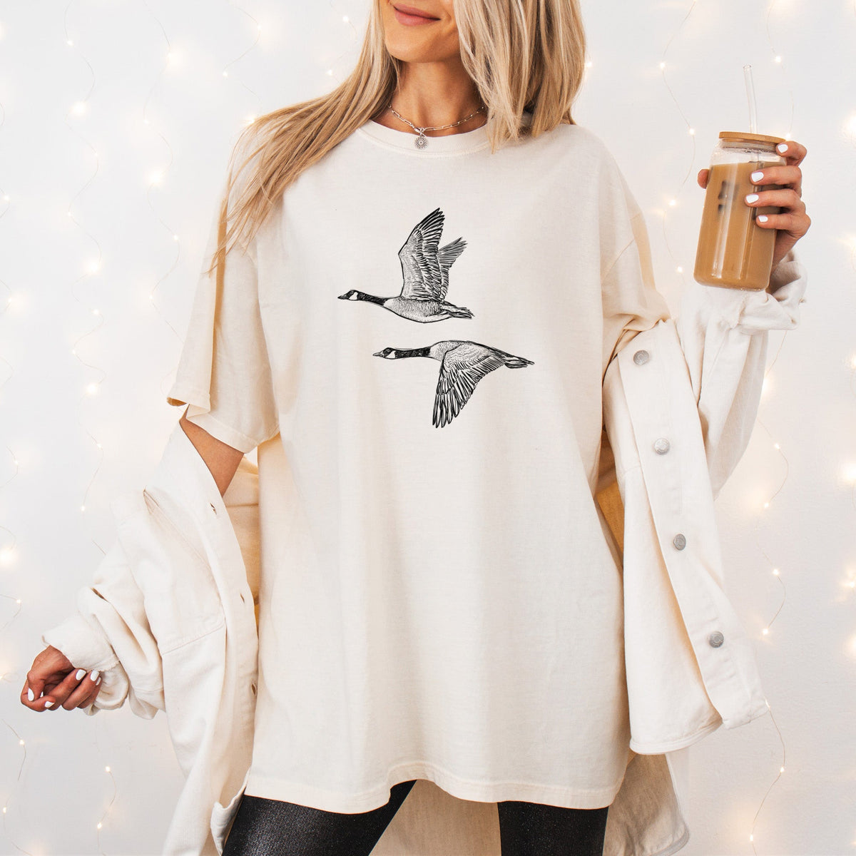 Canada Geese in Flight - Branta canadensis - Unisex Comfort Colors Garment-Dyed Heavyweight T-shirt