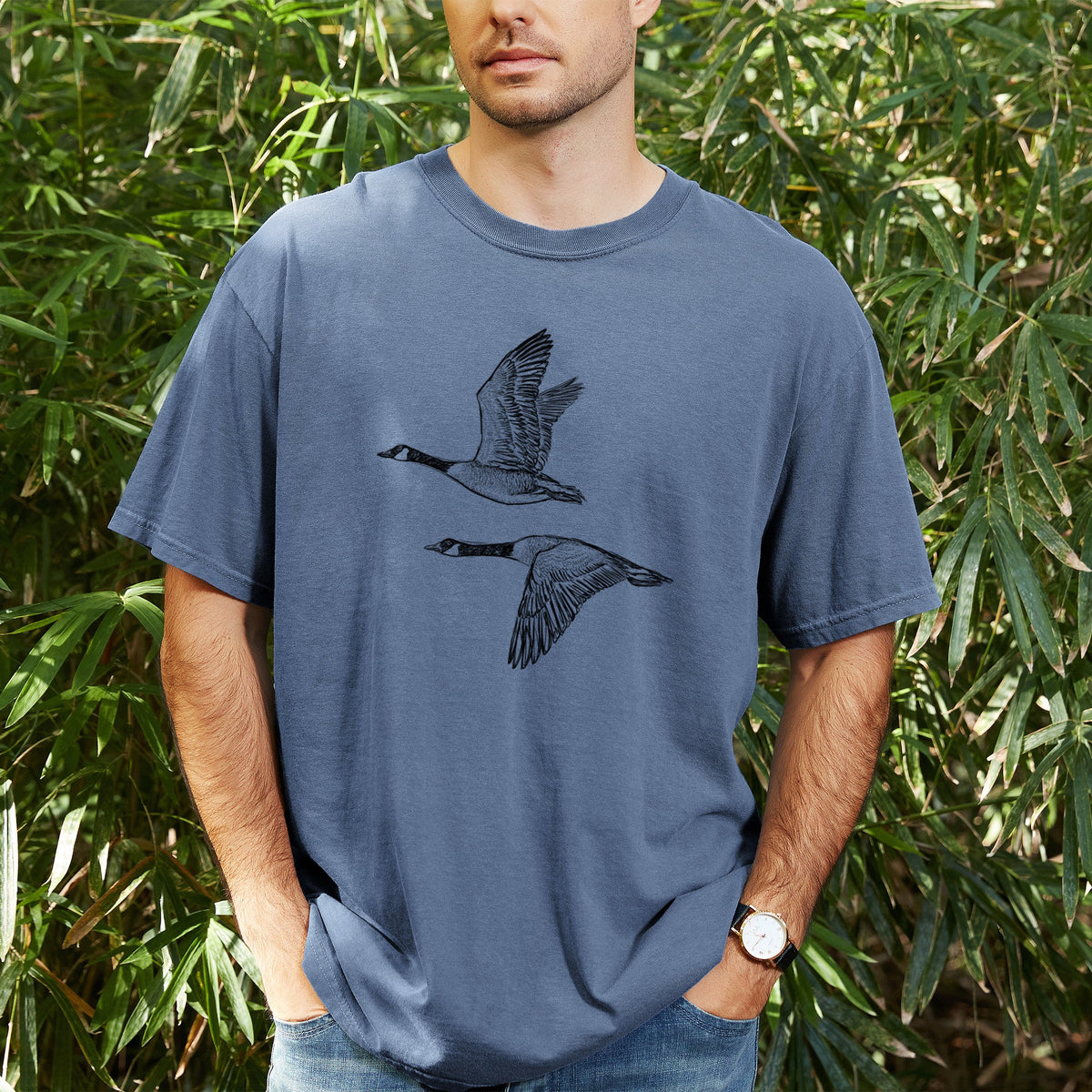 Canada Geese in Flight - Branta canadensis - Unisex Comfort Colors Garment-Dyed Heavyweight T-shirt