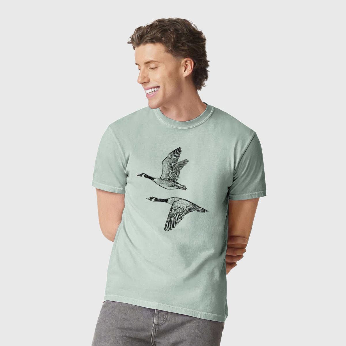Canada Geese in Flight - Branta canadensis - Unisex Comfort Colors Garment-Dyed Heavyweight T-shirt