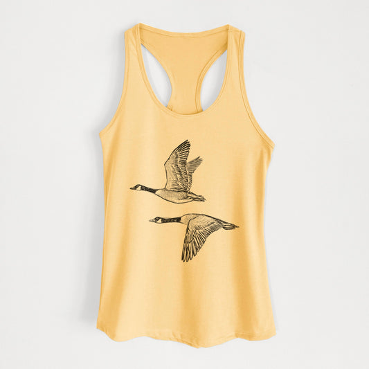 Canada Geese in Flight - Branta canadensis - Women's Racerback Tanktop