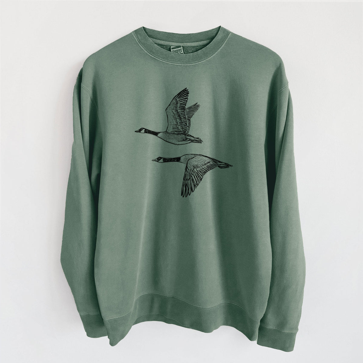 Canada Geese in Flight - Branta canadensis - Unisex Pigment Dyed Crew Sweatshirt