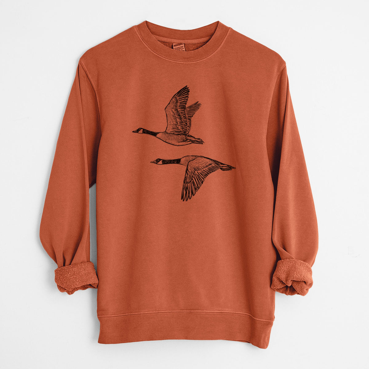Canada Geese in Flight - Branta canadensis - Unisex Pigment Dyed Crew Sweatshirt