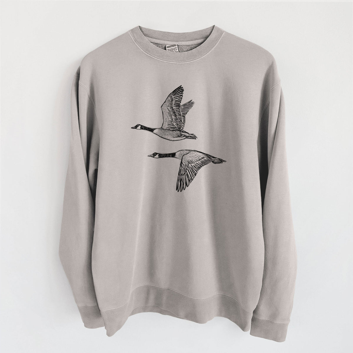 Canada Geese in Flight - Branta canadensis - Unisex Pigment Dyed Crew Sweatshirt