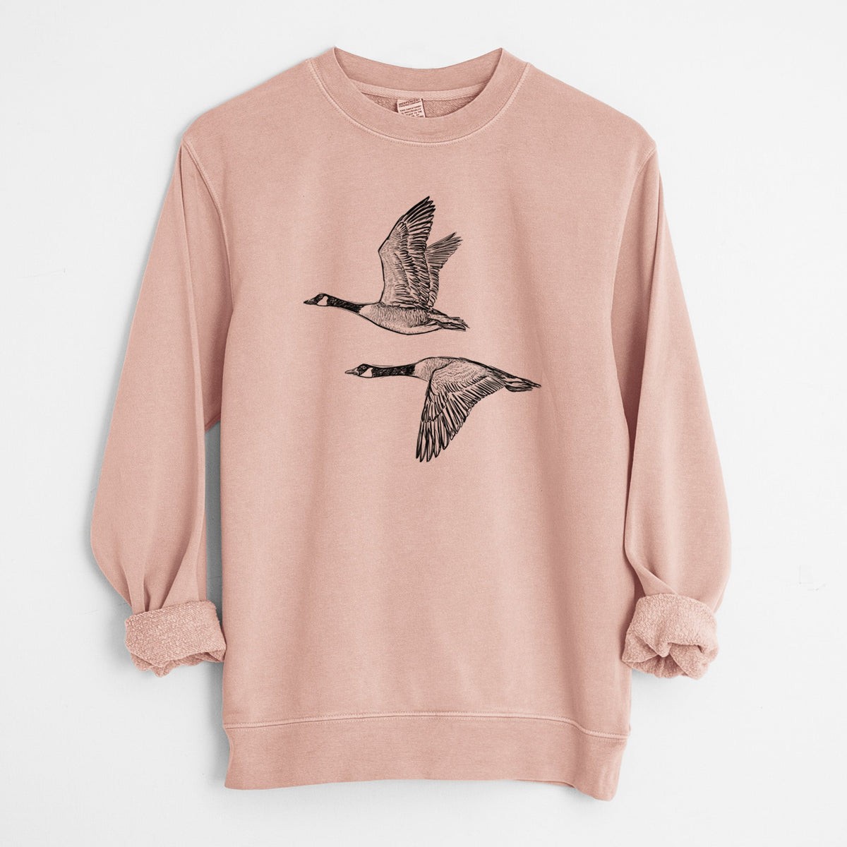 Canada Geese in Flight - Branta canadensis - Unisex Pigment Dyed Crew Sweatshirt