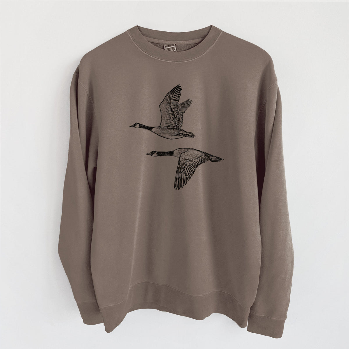Canada Geese in Flight - Branta canadensis - Unisex Pigment Dyed Crew Sweatshirt