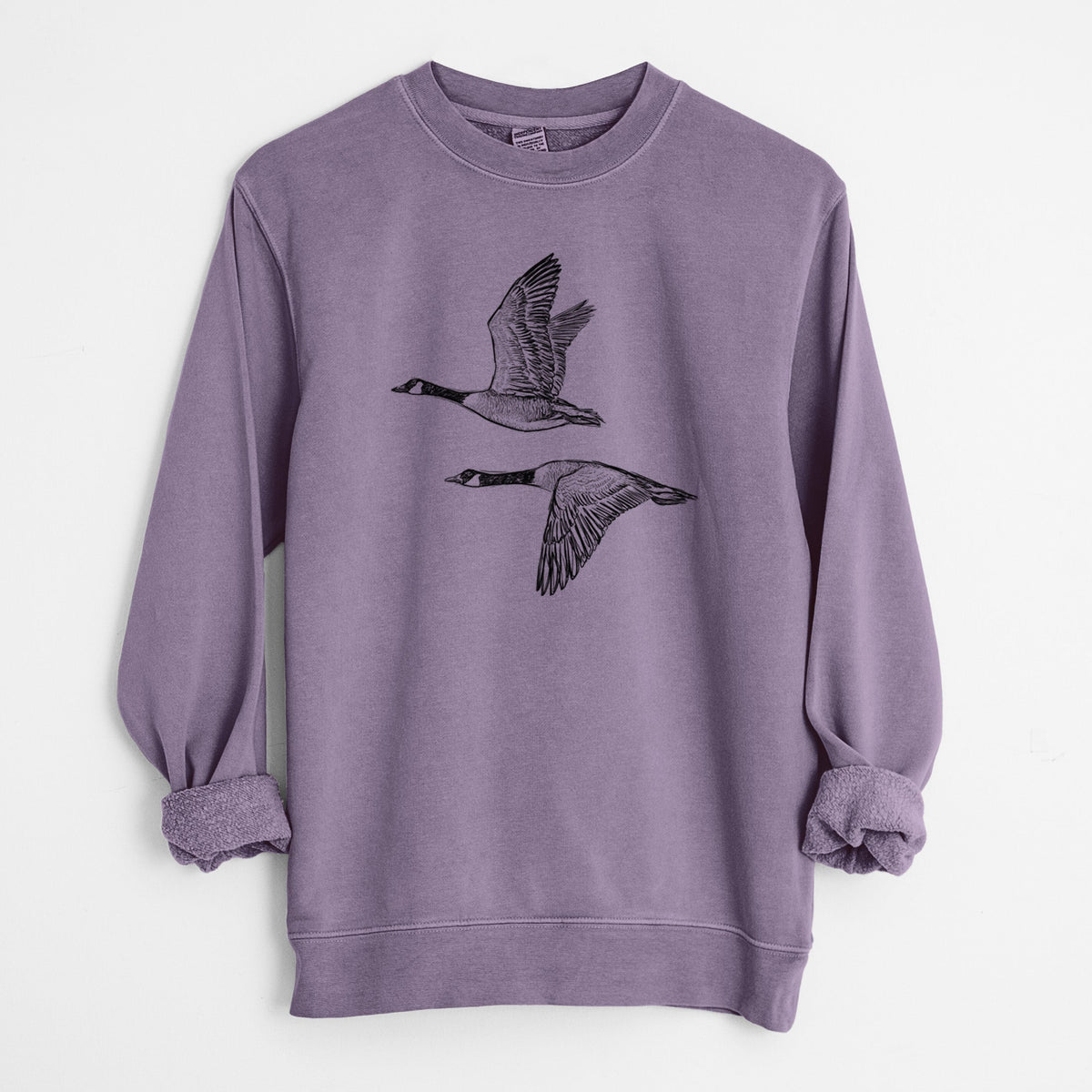 Canada Geese in Flight - Branta canadensis - Unisex Pigment Dyed Crew Sweatshirt