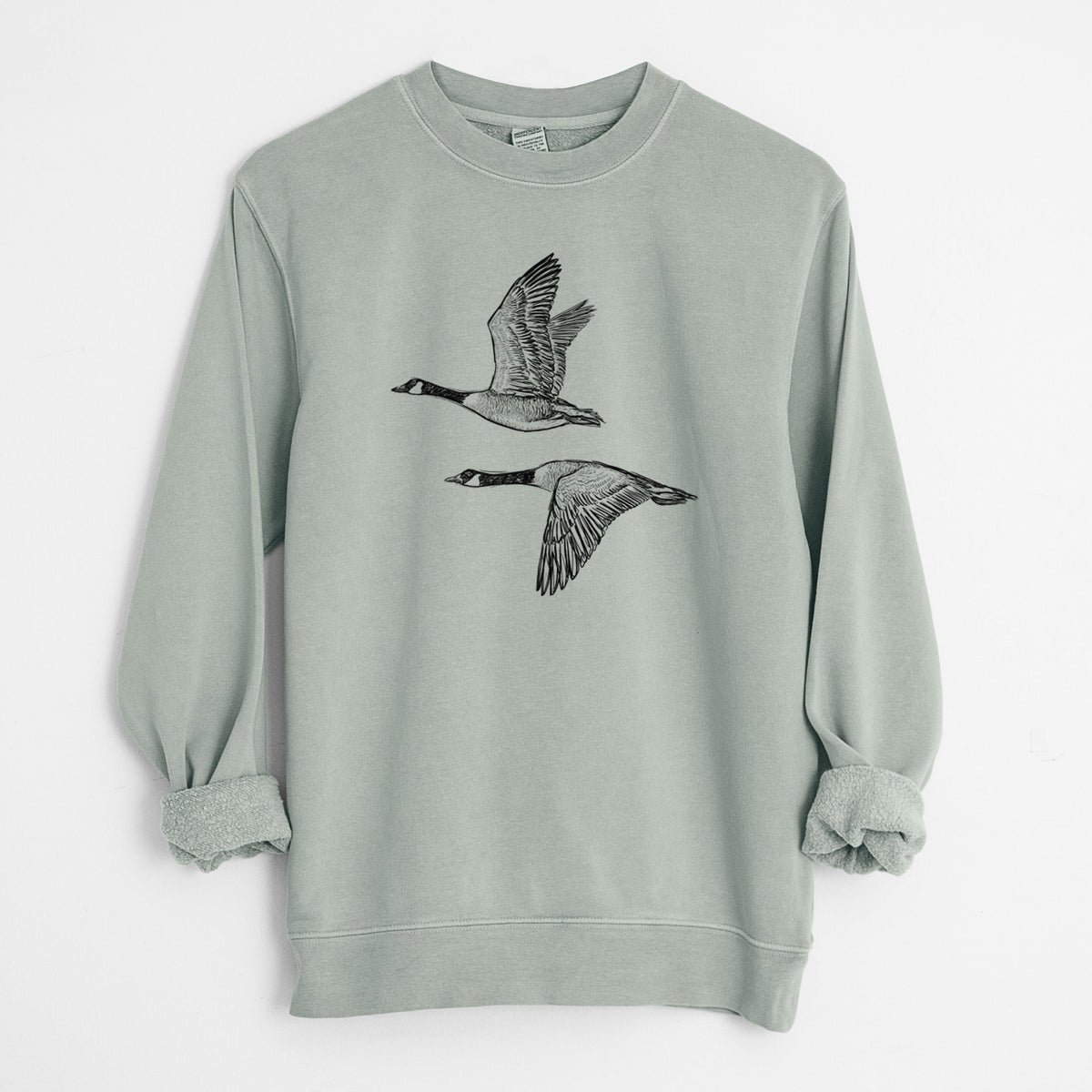 Canada Geese in Flight - Branta canadensis - Unisex Pigment Dyed Crew Sweatshirt