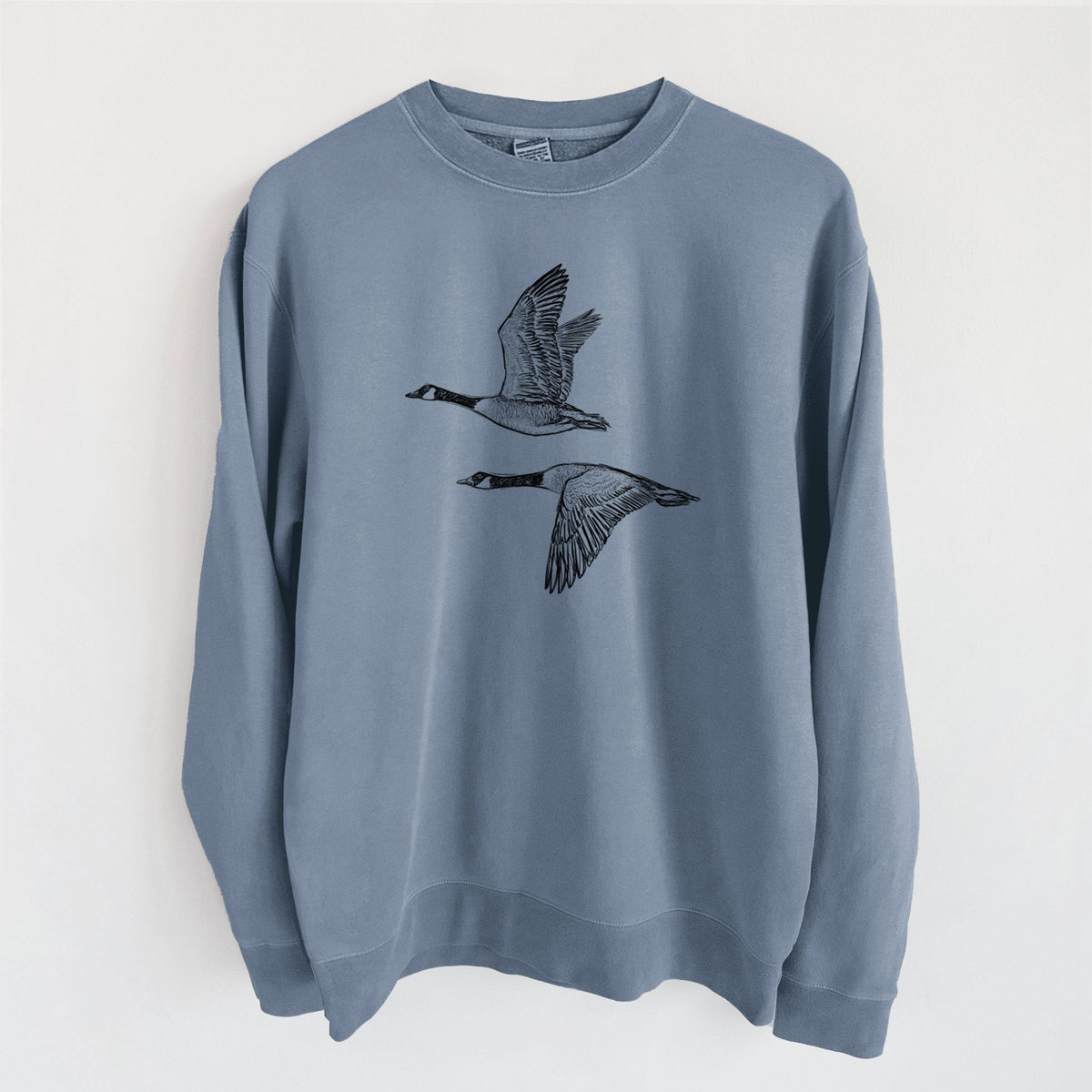 Canada Geese in Flight - Branta canadensis - Unisex Pigment Dyed Crew Sweatshirt