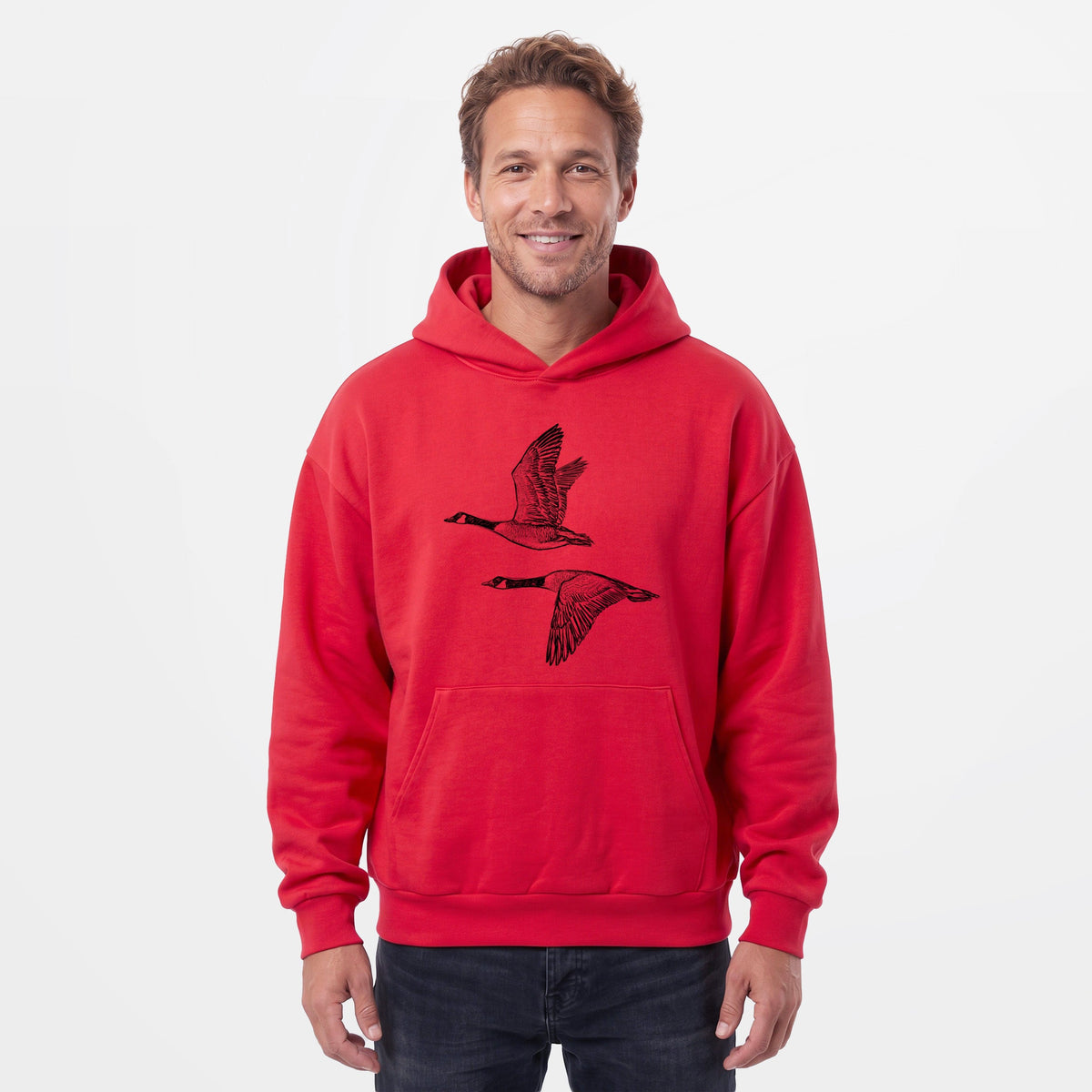 Canada Geese in Flight - Branta canadensis  - Statement Midweight Hoodie