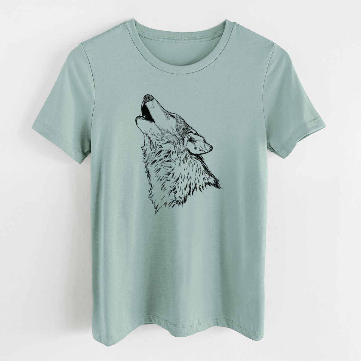 Canis lupus - Grey Wolf Howling - Women's Lightweight Relaxed Fit 100% Cotton Crewneck